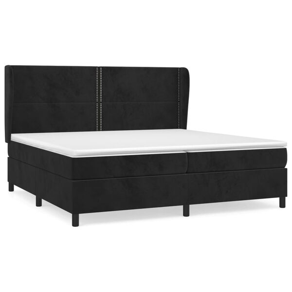 vidaXL Cama com molas/colch&atilde;o 200x200 cm veludo preto