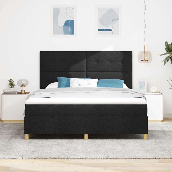vidaXL Cama Box Spring LED com colch&atilde;o Preto 180 x 200 cm tecido