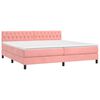 vidaXL Cama box spring c/ colchão/LED 200x200 cm veludo rosa
