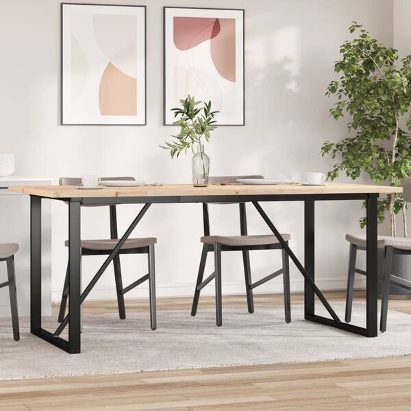 vidaXL Mesa de jantar estrutura em O 180x90x75,5cm pinho/a&ccedil;o