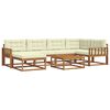 vidaXL Conjunto de Sof&aacute;s para Exterior 7 pcs Natural e Creme
