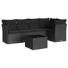 vidaXL 6 pcs conjunto sof&aacute;s de jardim c/ almofad&otilde;es vime PE preto