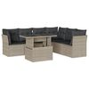 vidaXL 7 pcs conj. sof&aacute;s jardim com almofad&otilde;es vime PE cinzento-claro