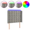 vidaXL Cabeceira cama c/ luzes LED veludo 83x16x118/128 cm cinza-claro