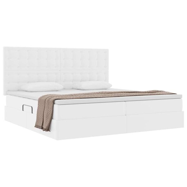 vidaXL Cama com Armazenamento Branco Puro 200 x 200 cm Couro Sint&eacute;tico