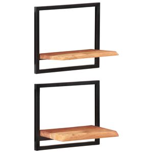 vidaXL Prateleiras de parede 2 pcs 40x24x35 cm ac&aacute;cia maci&ccedil;a e a&ccedil;o