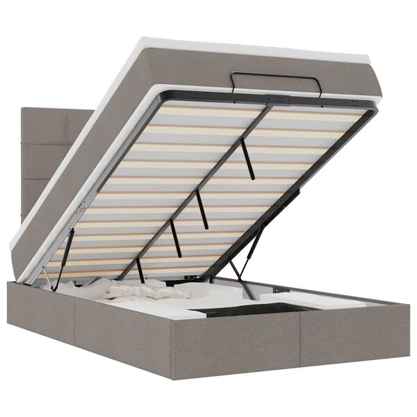 vidaXL Estrutura de cama otomana com colchão 120x190cm tecido cinzento
