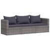 vidaXL 3 pcs conjunto sof&aacute;s de jardim c/ almofad&otilde;es vime PE cinzento