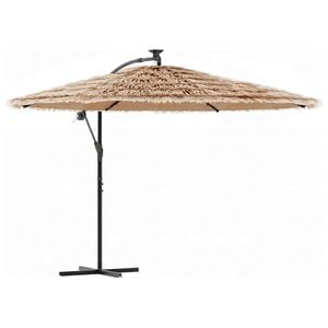 vidaXL Guarda-sol c/ luzes LED e poste de a&ccedil;o 246x246x230 cm castanho