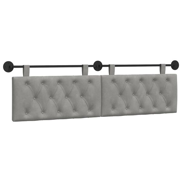 vidaXL Cabeceira Suspensa Cinzento-claro 190 x 55 x 7 cm Veludo