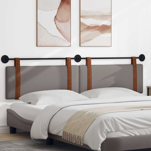 vidaXL Cabeceira Suspensa Liso Cinzento-acastanhado 210 x 55 x 5 cm