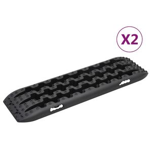 vidaXL Placas de tra&ccedil;&atilde;o 2 pcs 106x30,5x7 cm nylon preto