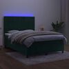 vidaXL Cama box spring c/ colch&atilde;o/LED 140x190 cm veludo verde-escuro