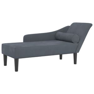 vidaXL Chaise lounge com almofadões veludo cinzento-escuro
