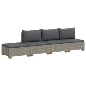 vidaXL 4 unid. Conjunto de Lounge em Rattan com Almofadas GENDT