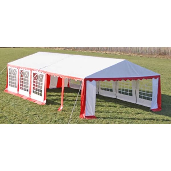 Tenda para festa com painéis laterais, 10 x 5 m Vermelho e Branco