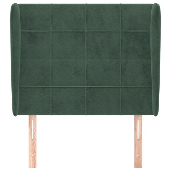 vidaXL Cabeceira cama c/ abas veludo 103x23x118/128 cm verde-escuro