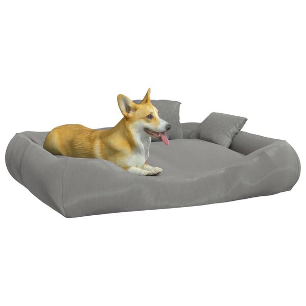 vidaXL Almofad&atilde;o p/ c&atilde;es com almofadas 89x75x19 cm oxford cinzento