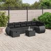vidaXL 8 pcs conjunto sof&aacute;s de jardim com almofad&otilde;es vime PE preto