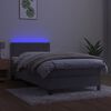 vidaXL Cama box spring c/ colchão/LED 80x200 cm veludo cinzento-claro