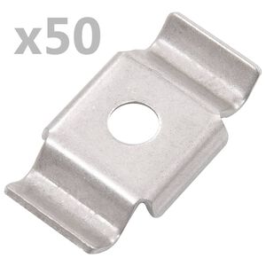 vidaXL Placas fixa&ccedil;&atilde;o borboleta para cercas 50 pcs a&ccedil;o inoxid&aacute;vel