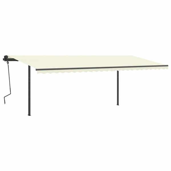 vidaXL Toldo retr&aacute;til manual com LED 6x3 m cor creme