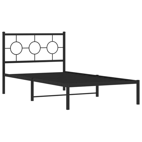 vidaXL Estrutura de cama com cabeceira 100x190 cm metal preto