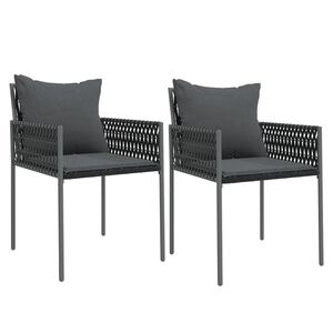 vidaXL Cadeiras jardim c/ almofad&otilde;es 2 pcs 54x61x83 cm vime PE preto