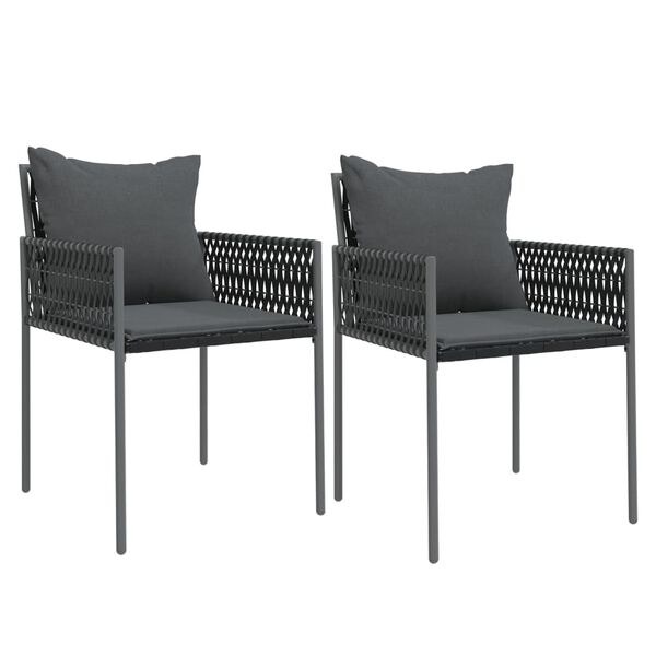 vidaXL Cadeiras jardim c/ almofadões 2 pcs 54x61x83 cm vime PE preto