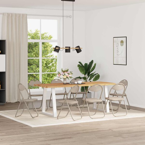 vidaXL Cadeira Dobr&aacute;vel 8 pcs Areia 48 x 43,5 x 81 cm Couro Sint&eacute;tico