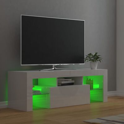 vidaXL Móvel de TV com luzes LED 120x35x40 cm branco brilhante