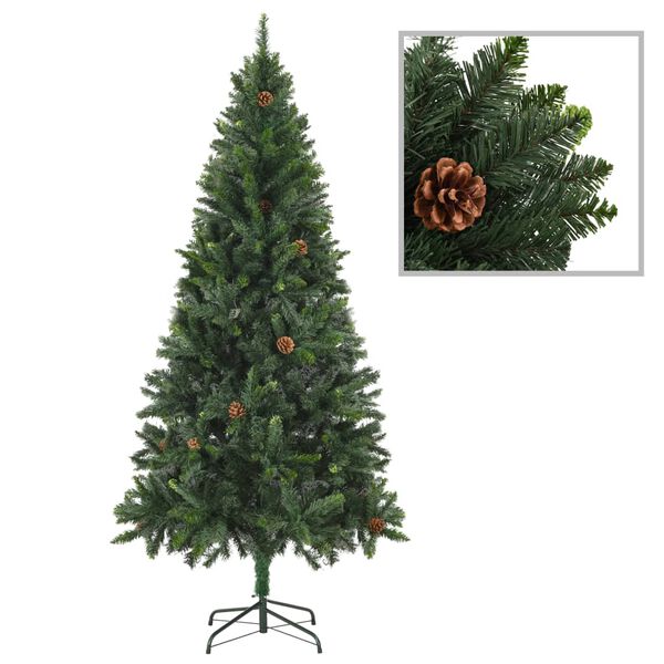 vidaXL Árvore de Natal pré-iluminada com pinhas 180 cm verde