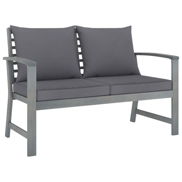 vidaXL 5 pcs conj. lounge jardim c/ almofad&otilde;es ac&aacute;cia maci&ccedil;a cinzento