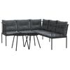 vidaXL Conjunto de sof&aacute;s de jardim c/ almofad&otilde;es a&ccedil;o/textilene preto