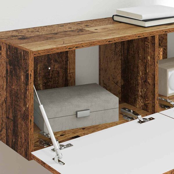 vidaXL Arm&aacute;rio de TV de Parede 2 pcs Madeira Antiga 98 x 31 x 29,5 cm