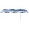 vidaXL Toldo retr&aacute;til autom&aacute;tico com postes 4,5x3,5 m azul e branco