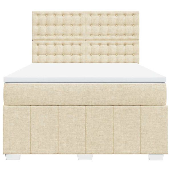 vidaXL Cama com molas/colch&atilde;o 140x190 cm tecido cor creme