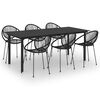 vidaXL 7 pcs conjunto de jantar para jardim vime de PVC preto