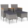 vidaXL 4 pcs conjunto de cadeiras e bancos de jardim vime PE cinzento