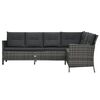 vidaXL 3 pcs conjunto lounge de jardim c/ almofad&otilde;es vime PE cinzento
