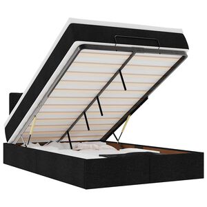 vidaXL Cama otomana com colch&atilde;o & LEDs 120x190 cm tecido preto