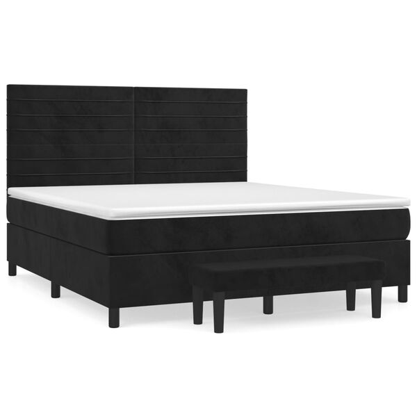 vidaXL Cama com molas/colch&atilde;o 160x200 cm veludo preto