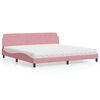 vidaXL Cama com colch&atilde;o Dover 200x200 cm veludo rosa