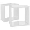 vidaXL Prateleiras parede forma de cubo 2pcs 26x15x26 cm branco brilh.