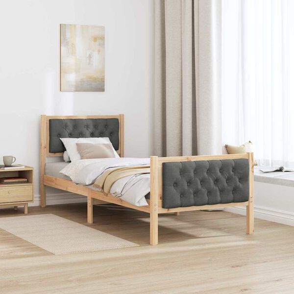 vidaXL Estrutura da Cama com cabeceira Cinza Escuro 75 x 190 cm