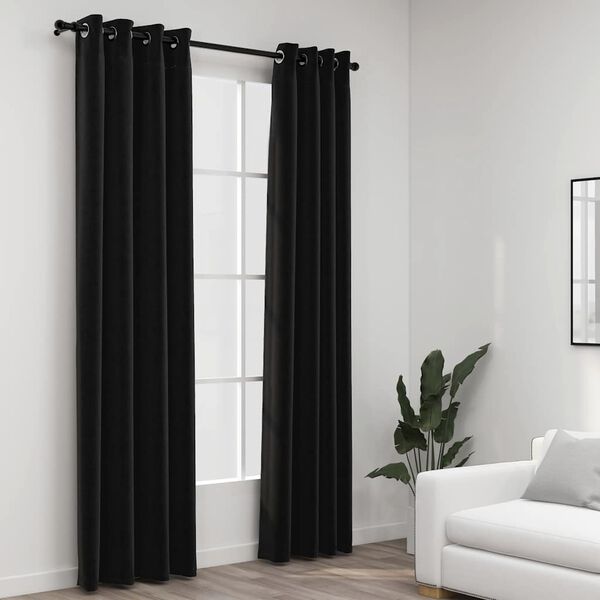 vidaXL Cortinas opacas aspeto linho 2 pcs 140x245 cm antracite
