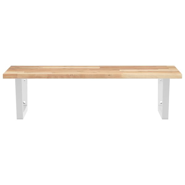 vidaXL Prateleira de parede p/ lavat&oacute;rio a&ccedil;o/madeira de ac&aacute;cia maci&ccedil;a