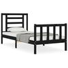 vidaXL Estrutura de cama com cabeceira 90x200 cm madeira maci&ccedil;a preto