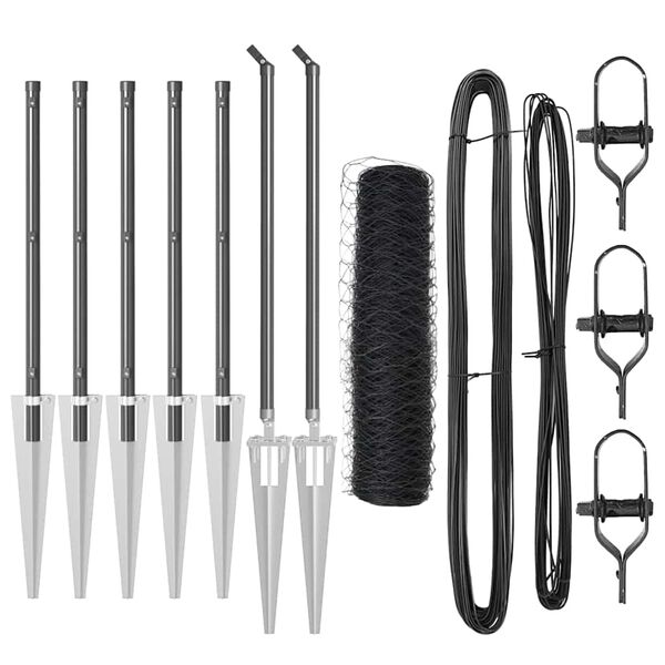 vidaXL Poste de Cerca Cinzeto 10 x 0,4 m (malha de 50 mm) A&ccedil;o e PVC