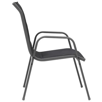 vidaXL Cadeiras de jardim empilháveis 2 pcs aço e textilene preto